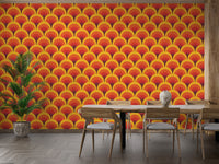 Eye-catching orange arch wallpaper pattern