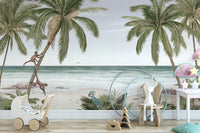 Beach Tropical Tree Wallpaper Mural - Giffywalls
