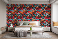 Creative colorful graffiti seamless wallpaper for statement walls.