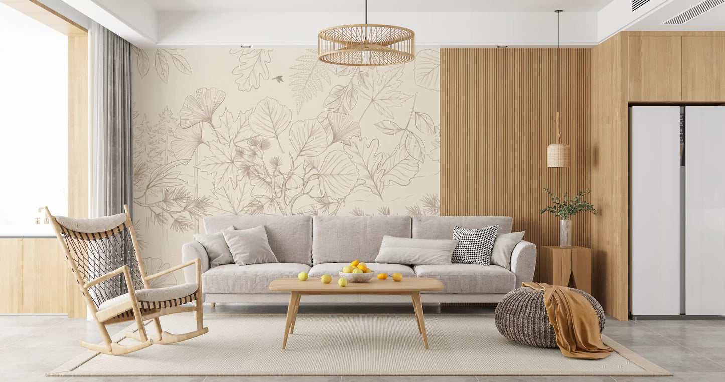 Serene Forest Sketch Wall Mural