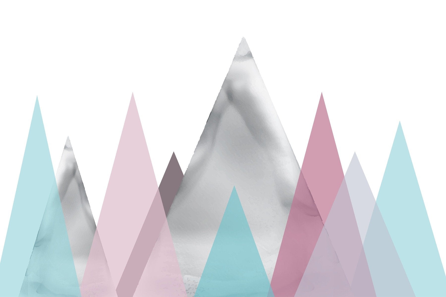 Kids Pastel Mountains Wall Mural