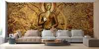 Golden Buddha Bas Relief Wall Mural - Giffywalls