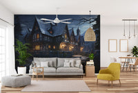 Halloween Haunted Cottage Wallpaper.