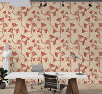 Soft cream floral mural for bedrooms and nurseries

