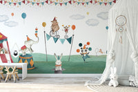 Crazy Circus Watercolour Bear Wallpaper Mural - Giffywalls