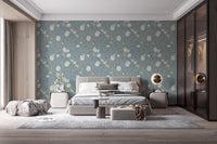 Retro-inspired turquoise wallpaper mural