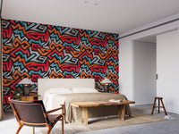Playful graffiti-inspired seamless wallpaper for lively rooms.