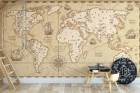 Rustic antique world map wallpaper
