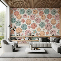Retro Happy Face Groovy Smiles Wall Mural