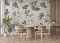 Abstract White Floral Design Wall Mural - Giffywalls