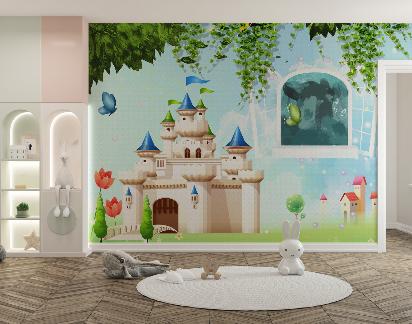 Fairytale princess castle wall mural
