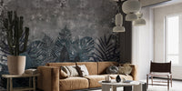 Dark Rustic Effect Tropical Leaves Wallpaper Murals - Giffywalls