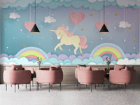 Running Unicorn with Clouds Wallpaper - Giffywalls