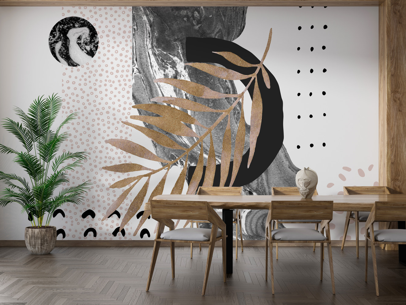 Unique monochrome marble wallpaper art
