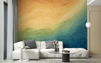 Elegant blue yellow ombre mural for walls
