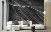 Black and White Wavy Marble Wallpaper Mural - Giffywalls
