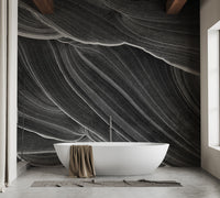 Black and white wavy marble wall design
