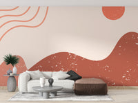 Boho-inspired mountain wallpaper mural