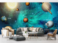 Fun solar system mural for kids’ rooms
