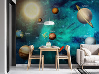 Kids Solar System Planets Wallpaper Mural - Giffywalls