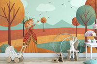 Whimsical autumn Barbie fairy girl wallpaper