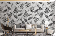 Grey Olives Leaves Mural Wallpaper Mural - Giffywalls