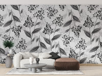 Grey Olives Leaves Mural Wallpaper Mural - Giffywalls