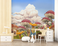 Vibrant Mushroom Kids City Wall Mural - Giffywalls