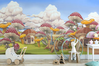 Vibrant Mushroom Kids City Wall Mural - Giffywalls