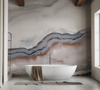 Striking White Clouded Marble Wallpaper Mural - Giffywalls