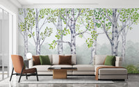 Green Watercolor Wood Kids Room Wallpaper Mural - Giffywalls