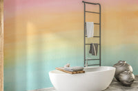 Pastel gradient mural with watercolor charm
