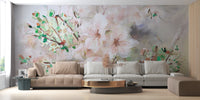 Artistic sakura wallpaper in soft pink hues
