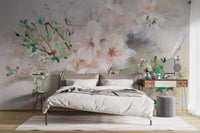Watercolor Pink Sakura Flower Wallpaper Murals - Giffywalls