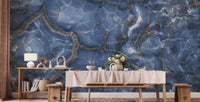 White & Blue Onyx Marble Wallpaper Mural - Giffywalls