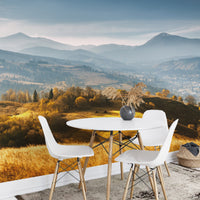 Artistic fall mountains mural for serene spaces
