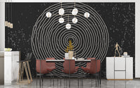 Black & White Concentric Circles Wallpaper Mural - Giffywalls