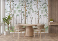 Forest Green Watercolor Wallpaper Mural - Giffywalls