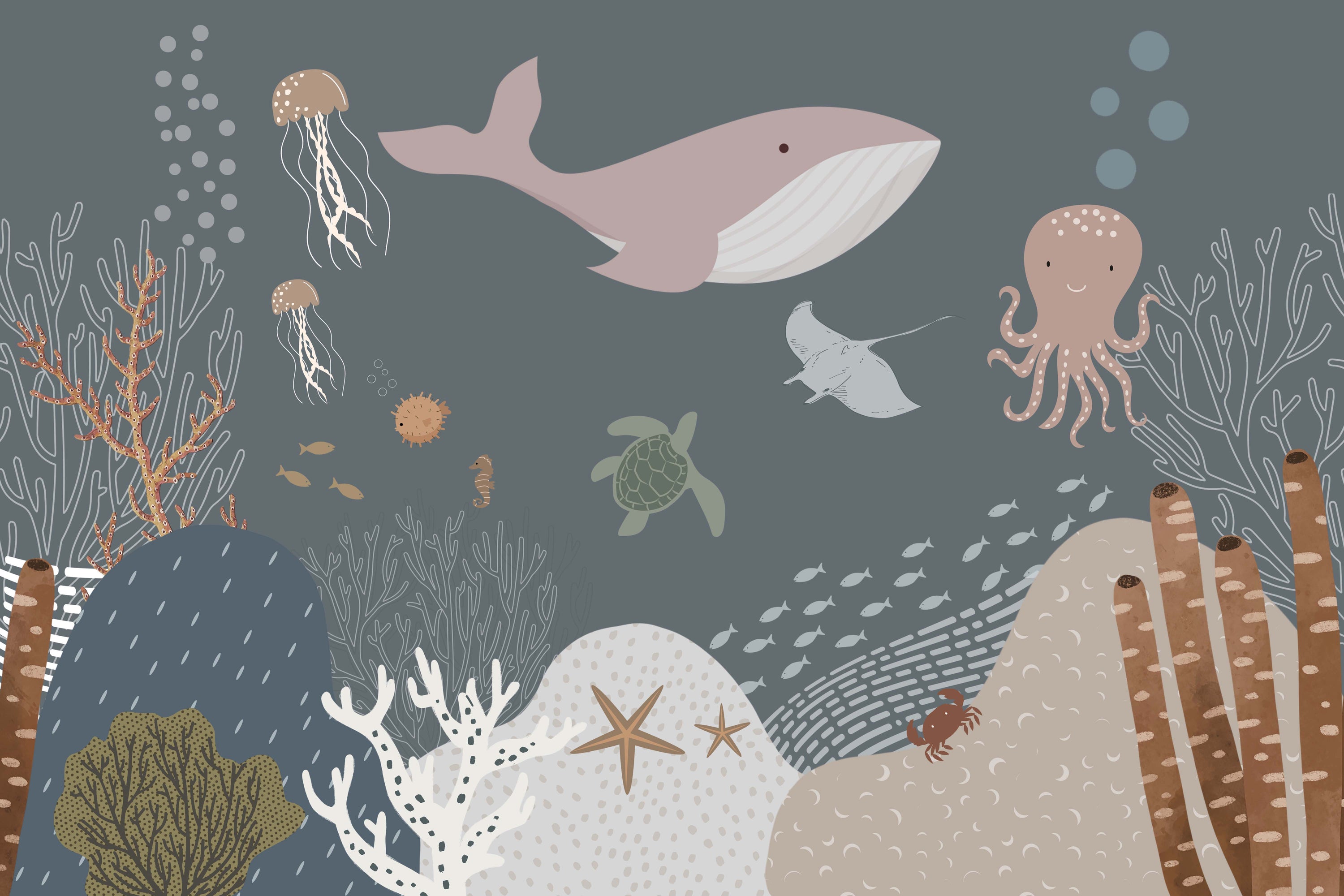 Underwater Aqua Animated Wallpaper Murals in your room — zoomed