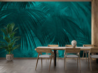 Lush green palm leaves wallpaper mural