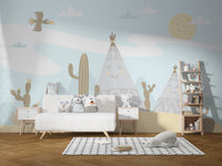 Tips Desert Cartoon Mountain Nursery Wallpaper - Giffywalls