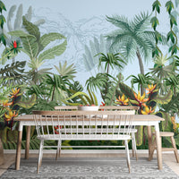 Daytime Colorful Tropical Jungle Design Wallpaper Murals - Giffywalls