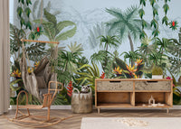 Daytime Colorful Tropical Jungle Design Wallpaper Murals - Giffywalls