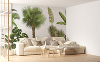 Tropical palm tree forest wallpaper design
