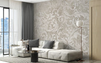 Vintage Beige Color Floral Pattern Wallpaper - Giffywalls