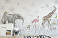 Nursery wallpaper featuring woodland creatures
