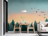 Watercolor Green Tree Forest Wallpaper - Giffywalls