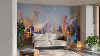 City Skyline Oil Paint Wallpaper - Giffywalls
