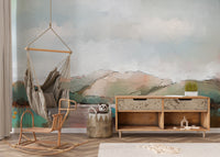 Watercolor Mountain peel and stick wallpaper