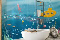 Watercolor Underwater Sea Life wallpaper for walls